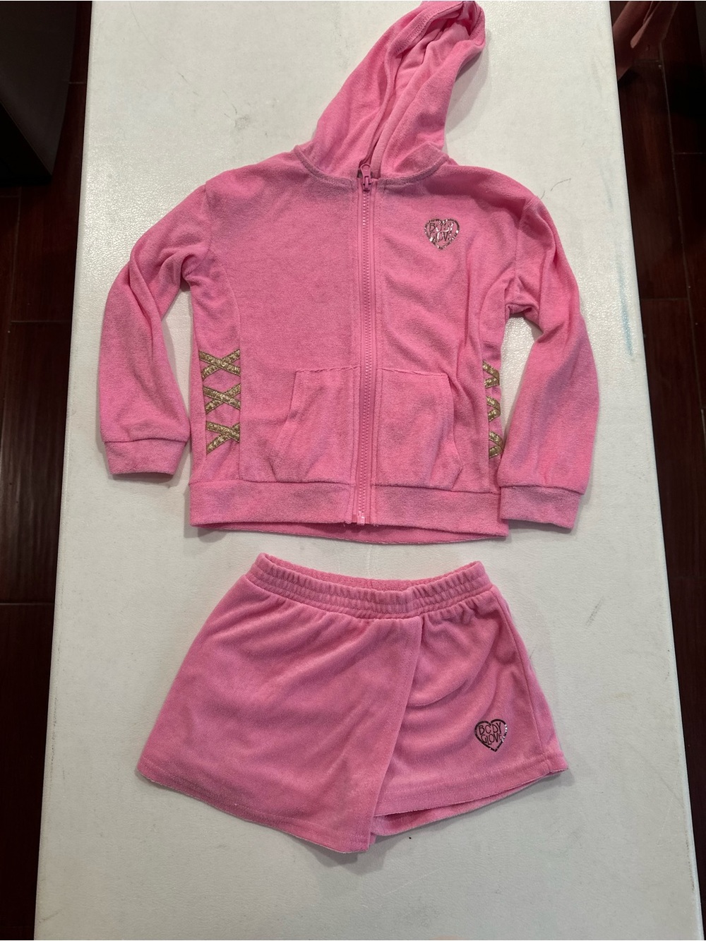 Body Glove Pink Hooded Zip top with matching skort